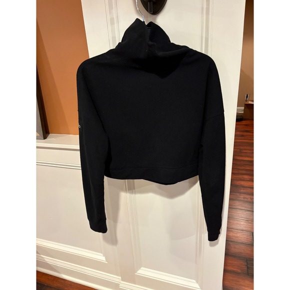 Women's Alo Yoga Black Fleece Cropped top Turtleneck Sweatshirt XS - Picture 3 of 7